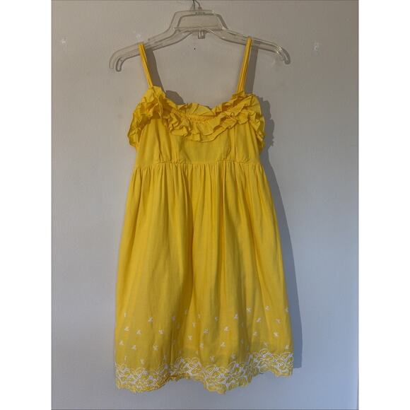 Candies Dresses & Skirts - Candies Yellow Y2K Ruffle‎ Embroidery Eyelet Trim Sundress Sleeveless Dress 3